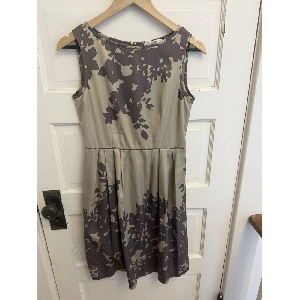 Banana Republic Women's Y2K Tan Floral Sleeveless Cocktail Dress Silk Blend Sz 2